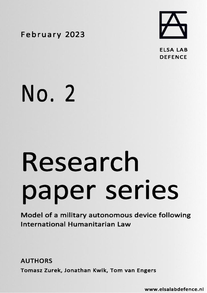Front page of research paper 2: Model of a military autonomous device following International Humanitarian Law. 